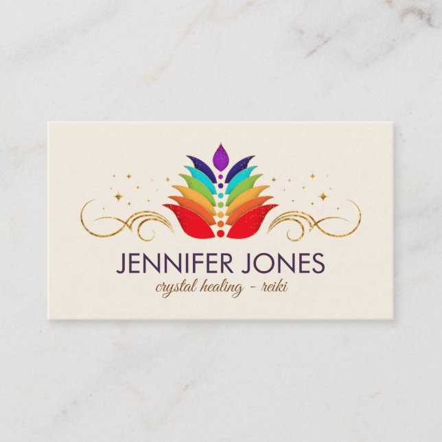 Chakras - Lotus - Energy Healing Business Card (Front)