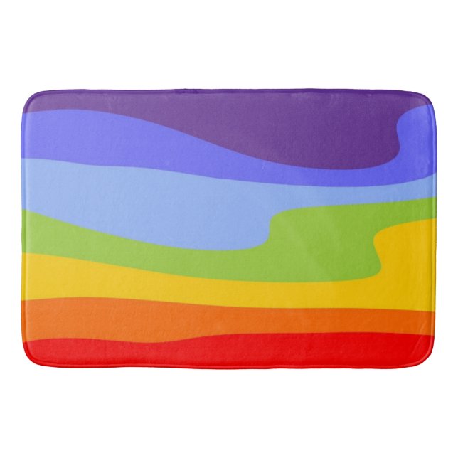 Chakras / Rainbow Colours Waves + your ideas Bath Mat (Front)