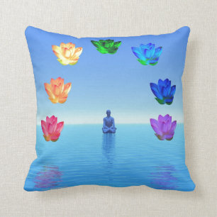 Chakras,red,orange,yellow,green,turquoise,purple Cushion