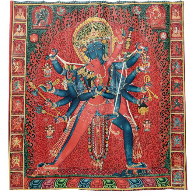Chakrasamvara And Consort Vajravarahi Shower Curtain (Front)