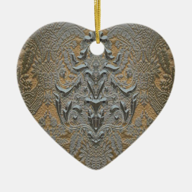 Chalchadora Damask Ceramic Tree Decoration (Front)