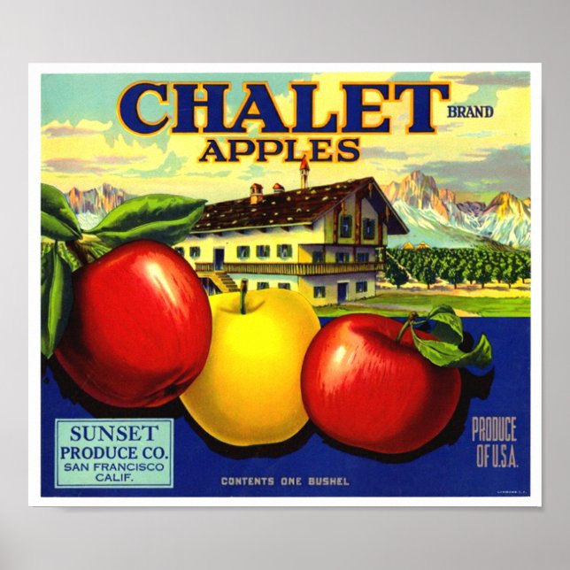 Chalet Brand Apples Sunset Produce Co Poster (Front)