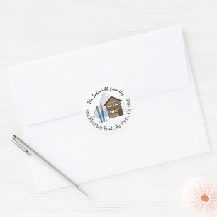 Chalet Mountain and Skis White Envelope Seal