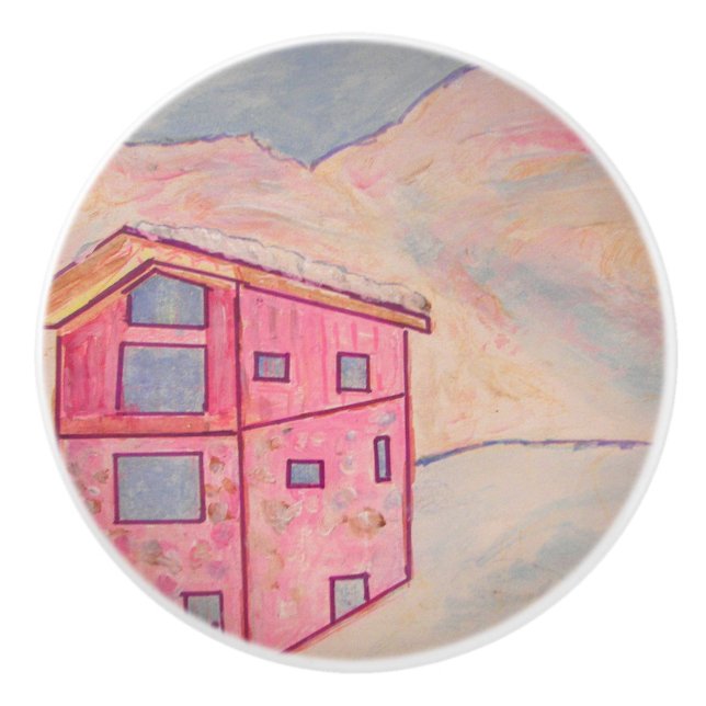 Chalet Snow Ceramic Knob (Front)