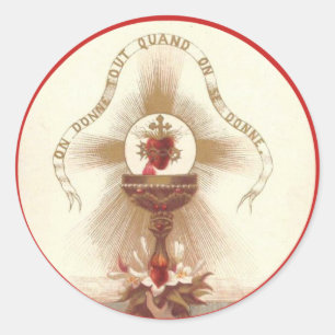 Chalice Cross Roses Host Communion Jesus Altar Classic Round Sticker