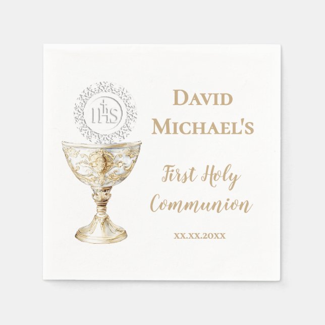 Chalice Host First Holy Communion Napkin (Front)