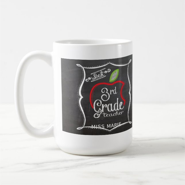 Chalk 3rd Grade | Personalised Teachers Coffee Mug (Left)