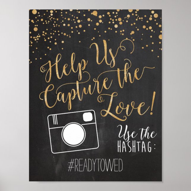 Chalk and Glitter Wedding Hash Tag Sign (Front)