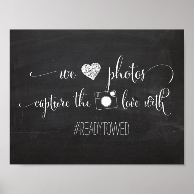 Chalk and Glitter Wedding Hash Tag Sign (Front)