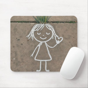 Chalk Art Girl With a Heart Mouse Mat