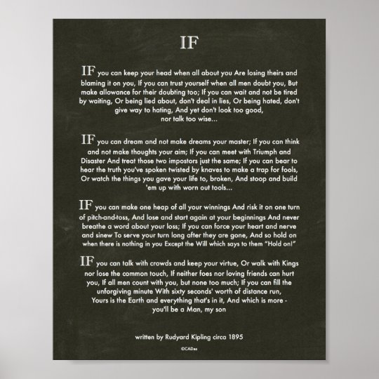 Chalk Art If Quote By Rudyard Kipling 15 Poster Zazzle Co Uk