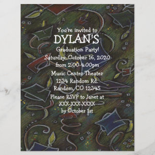 Chalk art theme graduation party flyer invitations