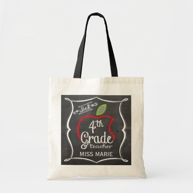 Chalk   |  Best 4th Grade Teacher Tote Bag (Front)