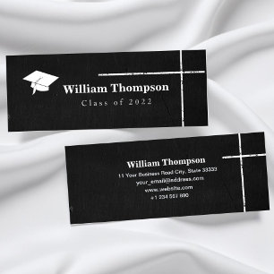 Chalk Black and White Graduation Name Card