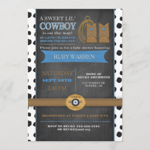 Chalk board Cowboy Baby Invitation