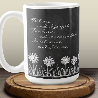 Chalk Board Daisy Doodle Cursive Typography Mug