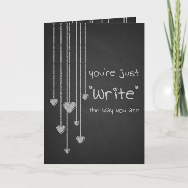 Chalk Board Heart Valentines Day Holiday Card (Front)