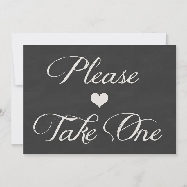 Chalk Board Hearts Wedding | Take One Invitation (Front)