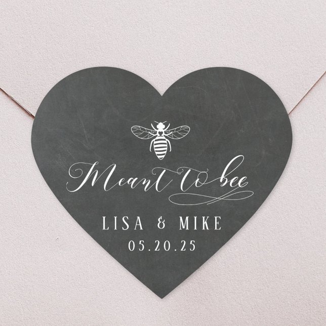 Chalk Board Meant to Bee Honey Wedding Favour Heart Sticker (Creator Uploaded)