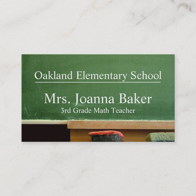 Chalk Board School Teacher Business Card (Front)
