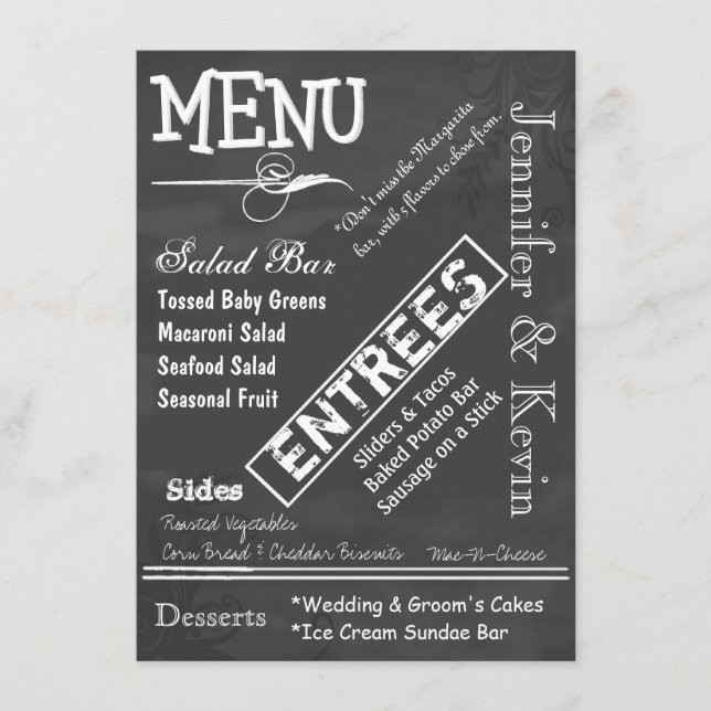Chalk Board Typography Wedding Menu (Front)