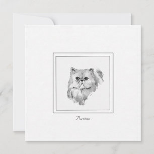 Chalk & Charcoal Persian Cat Drawing Card
