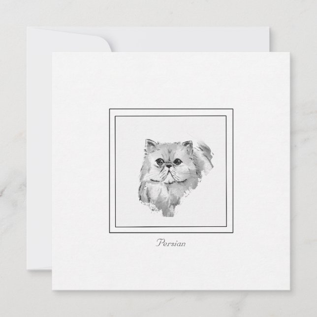 Chalk & Charcoal Persian Cat Drawing Card (Front)