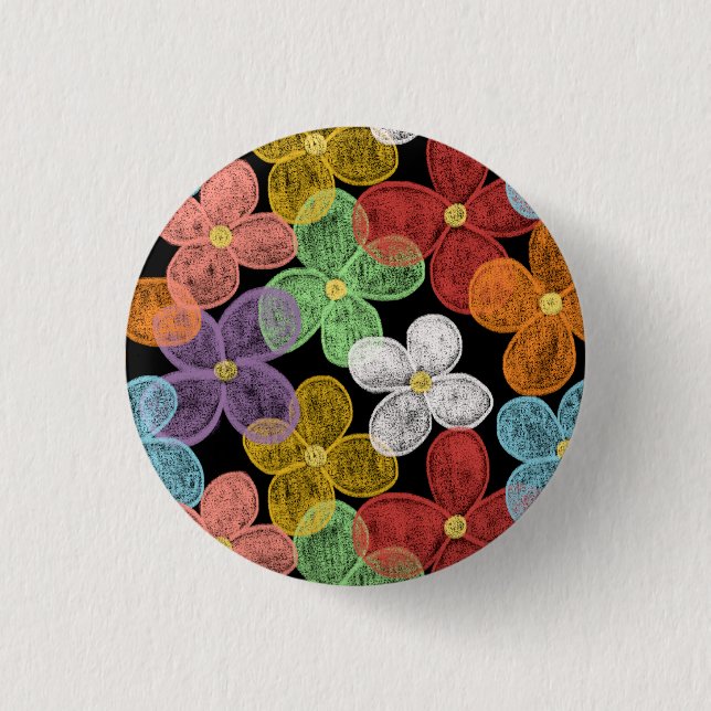 Chalk Daisies 3 Cm Round Badge (Front)