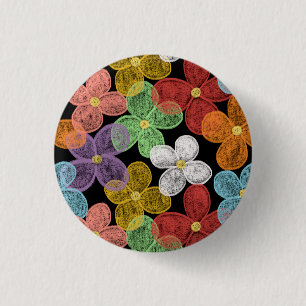 Chalk Daisies 3 Cm Round Badge