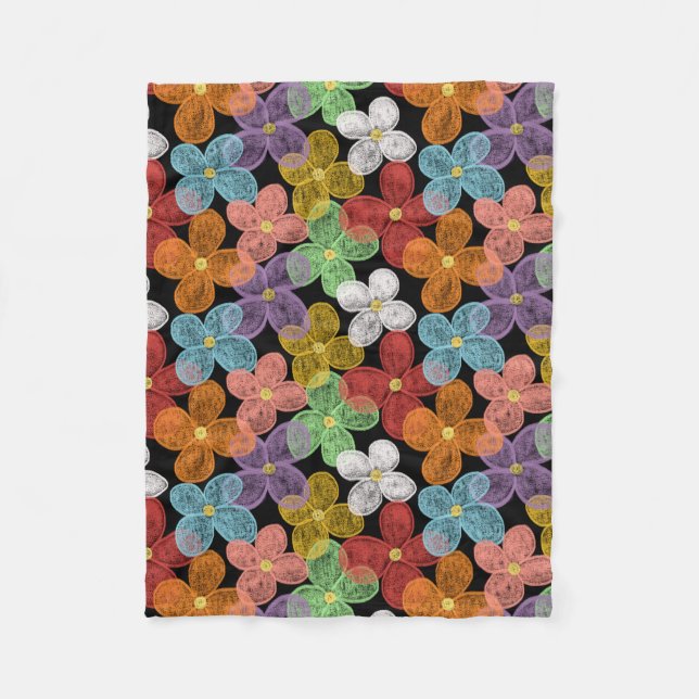 Chalk Daisies Fleece Blanket (Front)