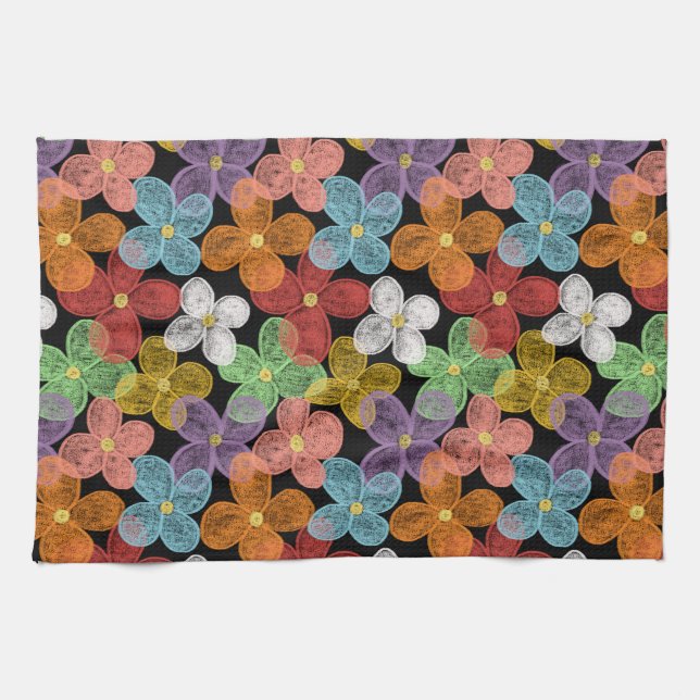 Chalk Daisies Tea Towel (Horizontal)