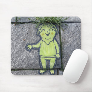 Chalk Doodle Street Art of Happy Woman Mouse Mat