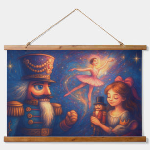 Chalk Drawing Cute Nutcracker Ballet Christmas Hanging Tapestry