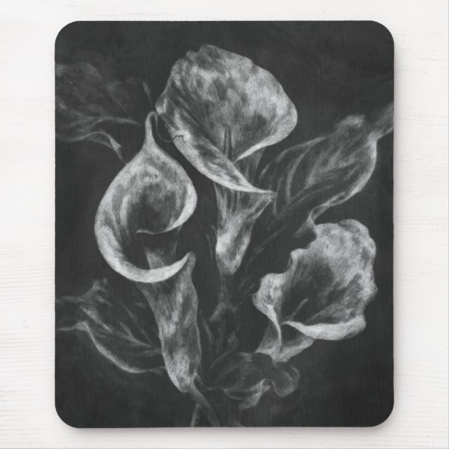 Chalk Drawing of Calla Lilies Mouse Mat (Front)