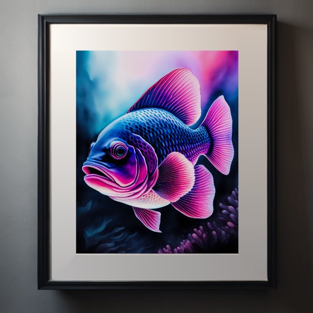 Chalk Drawing of Fish on Black V Poster (Creator Uploaded)