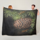 Chalk Drawn Pinecone and Pine Needles Fleece Blanket<br><div class="desc">Printed and shipped by Zazzle or their affiliates.</div>
