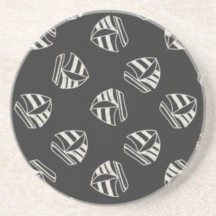 Chalk Drawn Sailboat Pattern Coaster