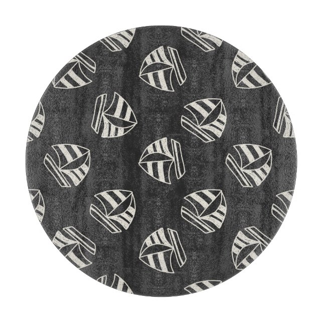 Chalk Drawn Sailboat Pattern Cutting Board (Front)