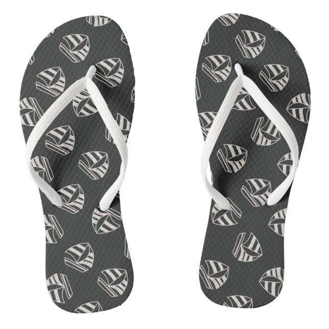 Chalk Drawn Sailboat Pattern Flip Flops (Footbed)