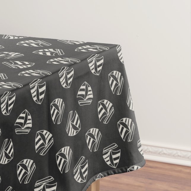 Chalk Drawn Sailboat Pattern Tablecloth (In Situ)
