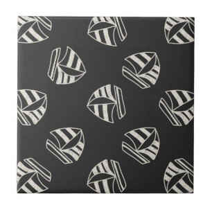 Chalk Drawn Sailboat Pattern Tile