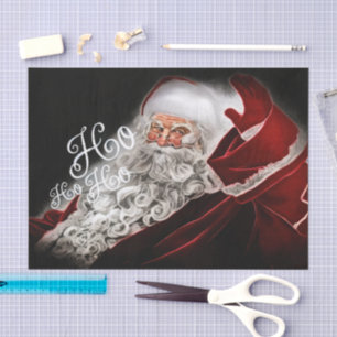 Chalk Drawn Santa Ho Ho Ho Holiday Tissue Paper