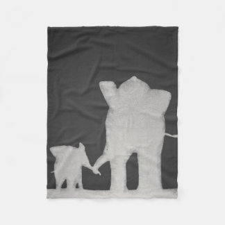 Chalk Elephant Family Fleece Blanket