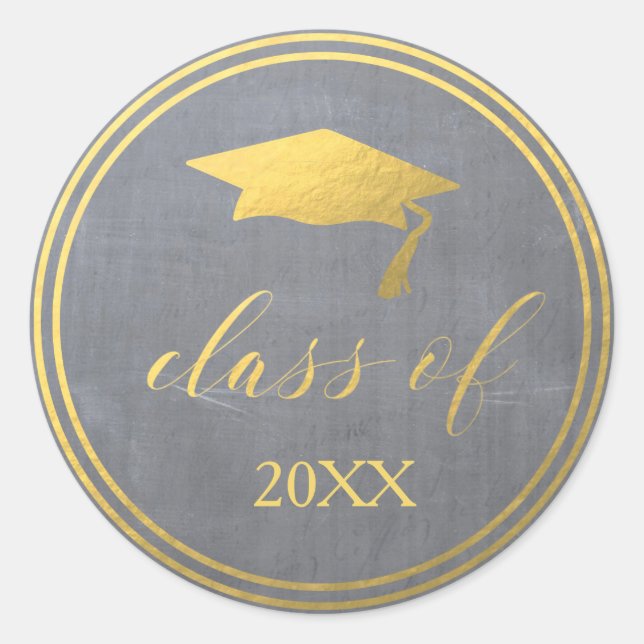 Chalk & Faux Gold Foil | Graduation Envelope Seal (Front)