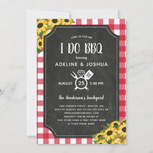 Chalk Gingham Sunflowers I Do BBQ Couple's Shower Invitation