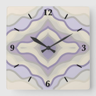 Chalk Grey Lavender Octagon Star Geometric Art Square Wall Clock