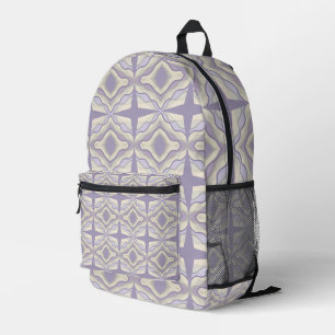 Chalk Grey Lavender Octagon Star Geometric Design  Printed Backpack