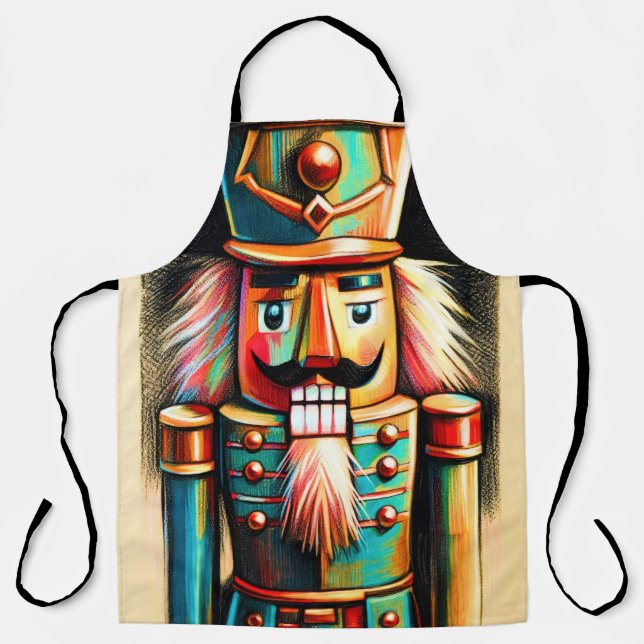 Chalk Illustration Christmas Nutcracker II Apron (Front)