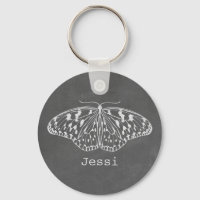 Chalk Inspired Butterfly Personalised Keychain