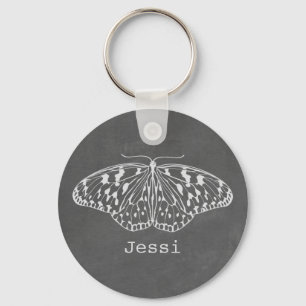 Chalk Inspired Butterfly Personalised Keychain